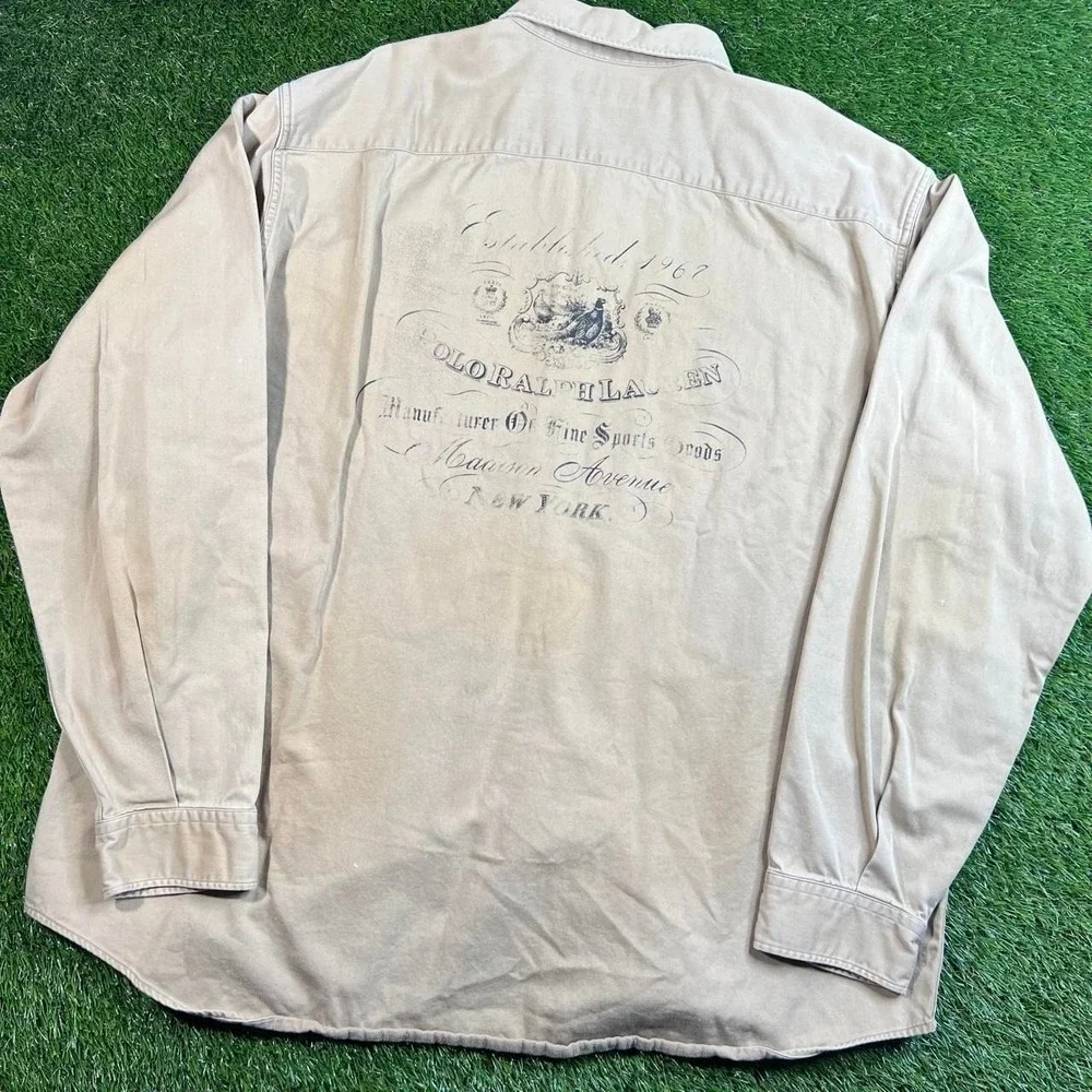 Vintage Polo Ralph Lauren 1967 Pheasant Field Shirt Jacket 2XL Khaki Safari Mens